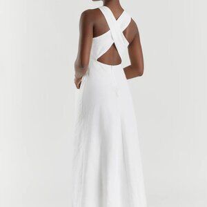 DISSH - Rose white linen maxi dress